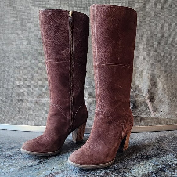 Timberland Brown Suede Waterproof Suede Tall Heeled Boots Size 9 - Picture 3 of 16